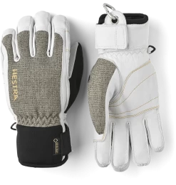 Hestra Army Leather Gore-Tex Short 5-finger - Light Grey & Offwhite