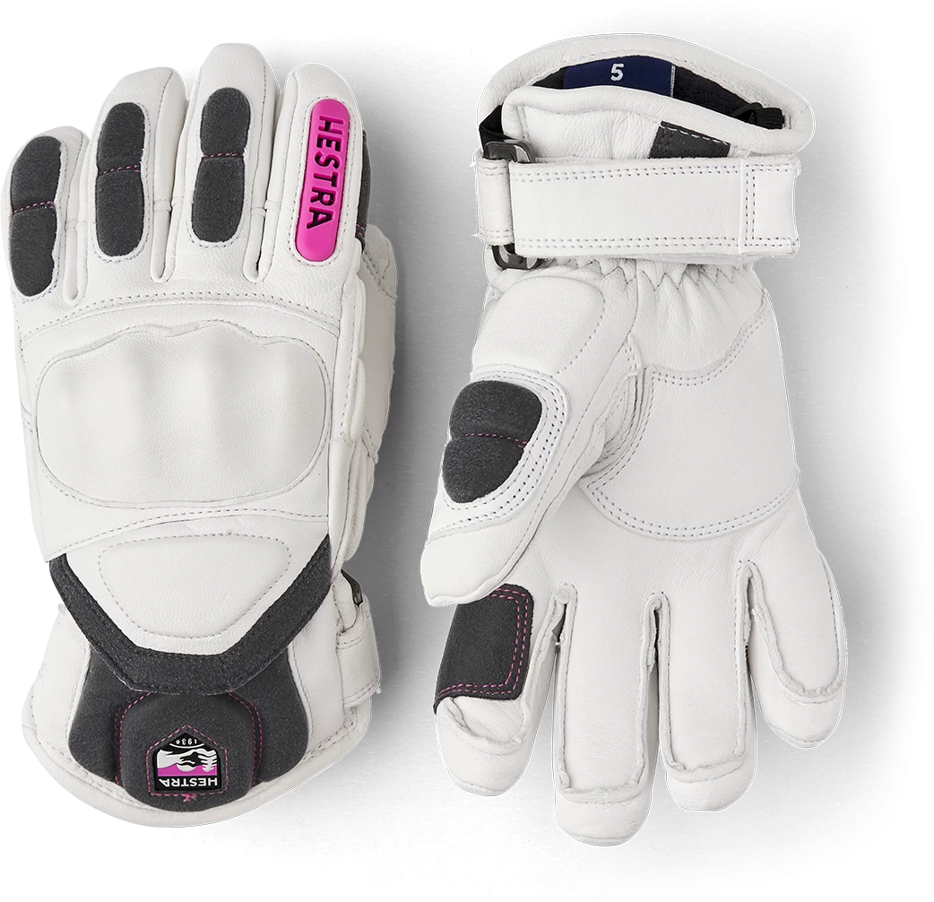 Hestra Impact Racing Jr. 5-finger - White & Cerise 3 Hestra Impact Racing Jr. 5-finger - White & Cerise