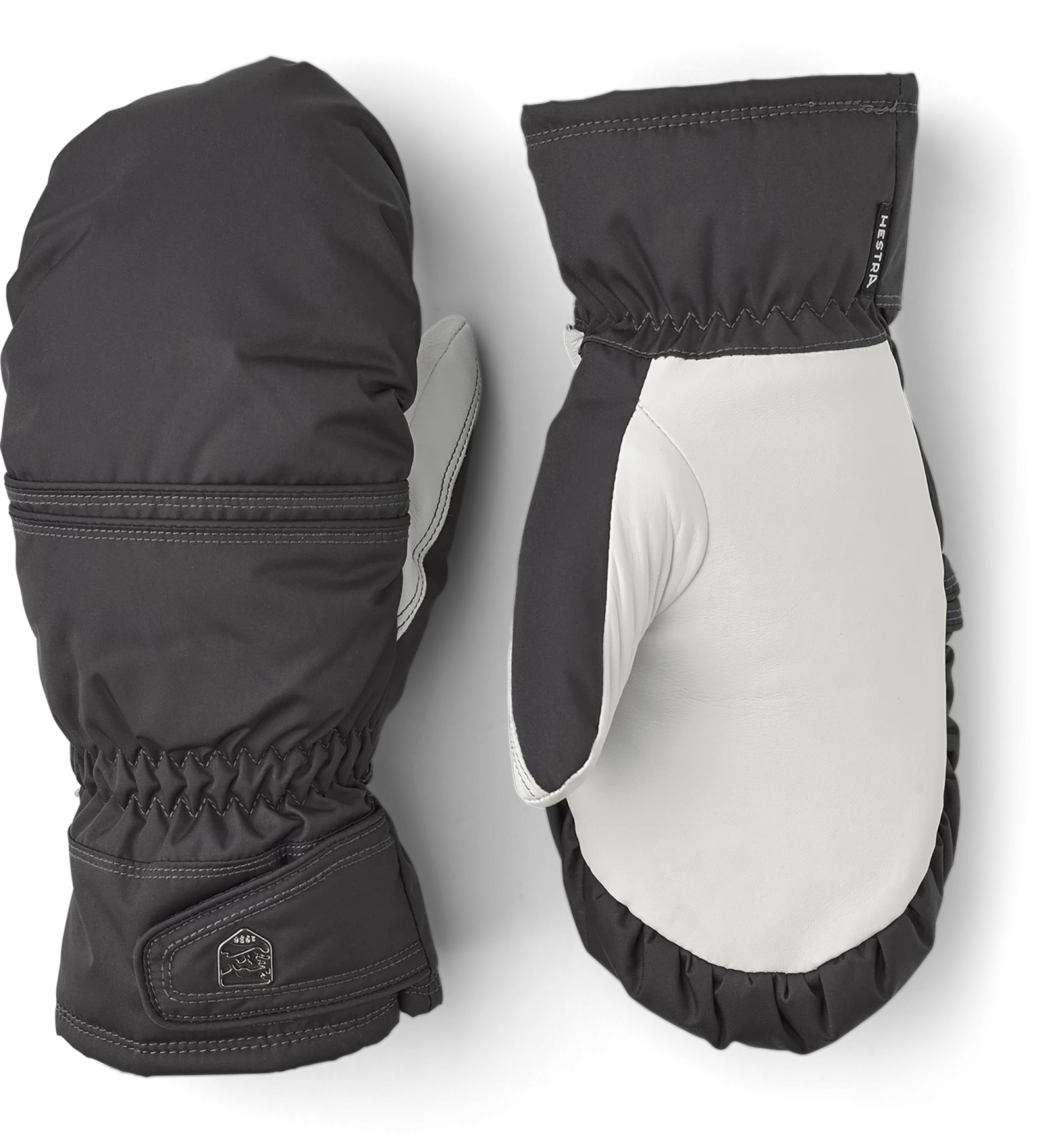 Hestra Primaloft Leather Female Mitt - Graphite & Offwhite 3 Hestra Primaloft Leather Female Mitt - Graphite & Offwhite