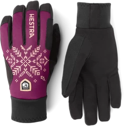 Hestra Women´s XC Primaloft 5-finger - Bordeaux Print