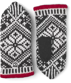 Hestra Nordic Wool Mitt - Black & Offwhite
