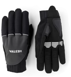 Hestra Bike Reflective Long 5-finger - Dark Grey & Black